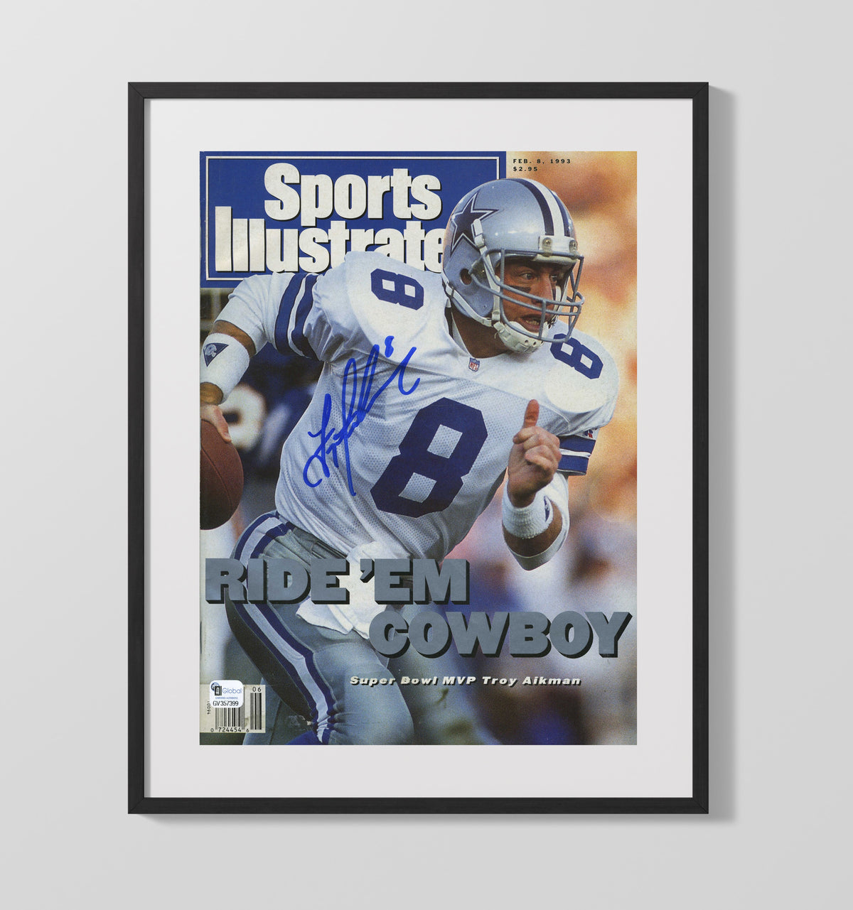 Troy Aikman Ride Em - Cowboy Glory football wall art 16x20 Gallery Frame