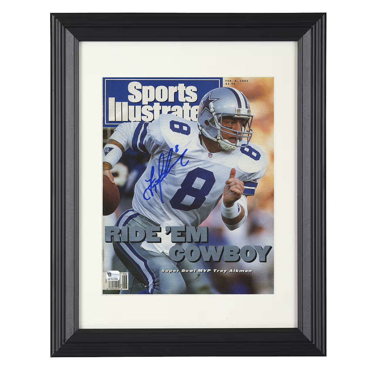 Troy Aikman Ride Em – Cowboy Glory Image – 8x10 black beveled framed football wall art