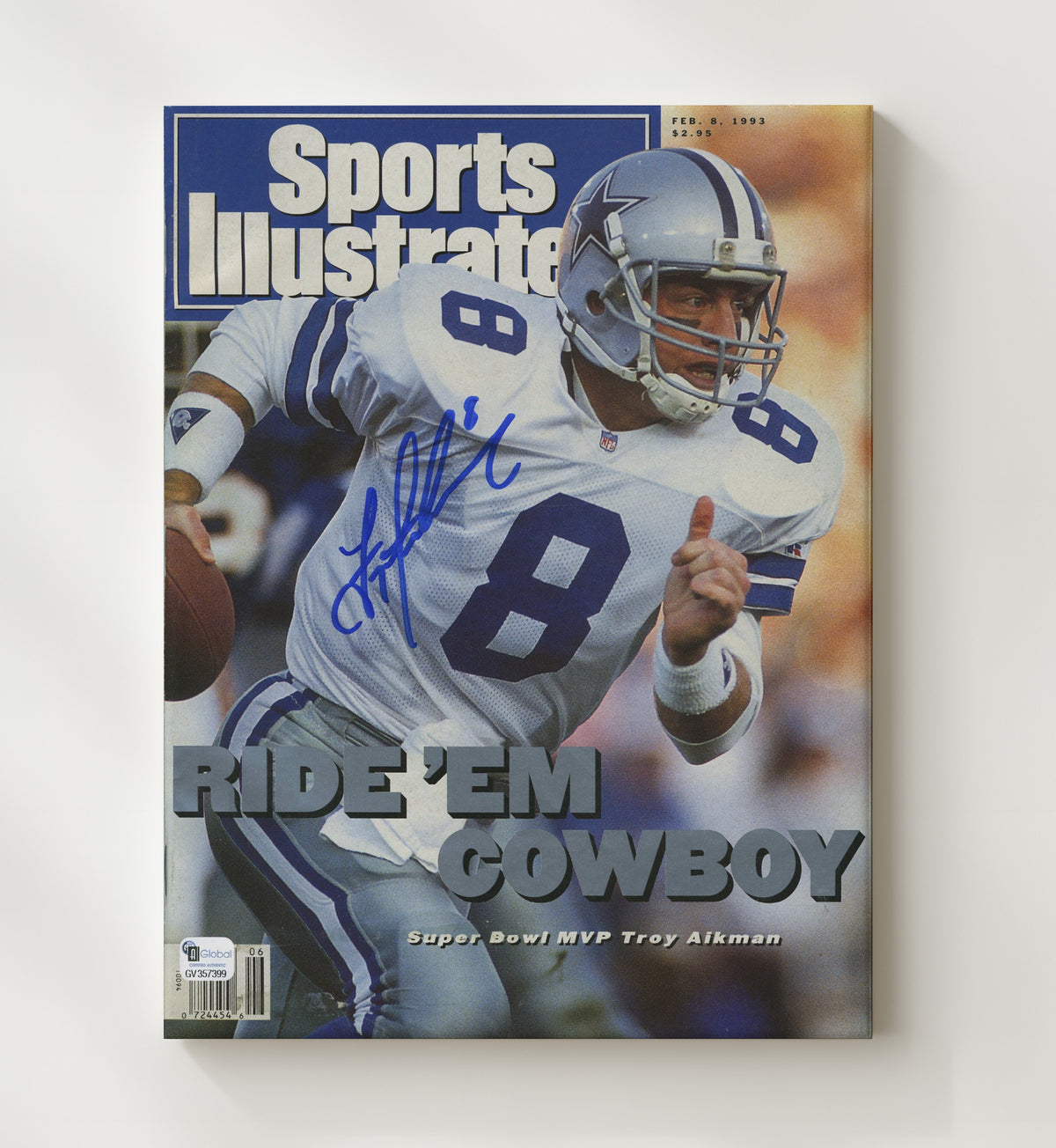 Troy Aikman Ride Em - Cowboy Glory football wall art 20x24 Canvas