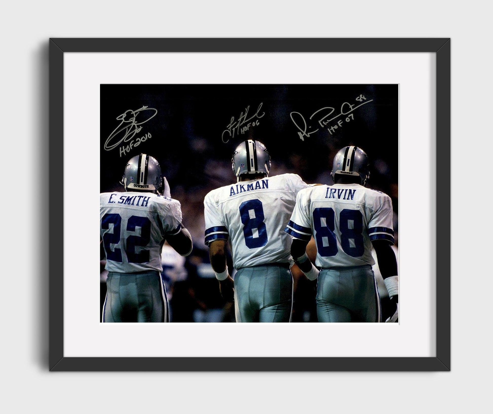 Troy Aikman and Emmitt Smith and Michael Irvin - Dallas Football Triplets Walkout Football Wall Art - football wall art print