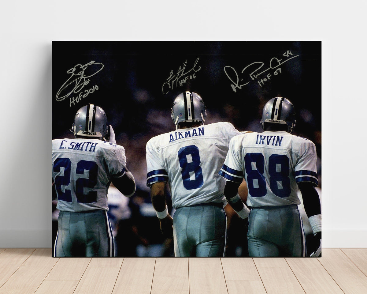 Troy Aikman and Emmitt Smith and Michael Irvin - Dallas football Triplets Walkout football wall art 16x20 Unframed Print