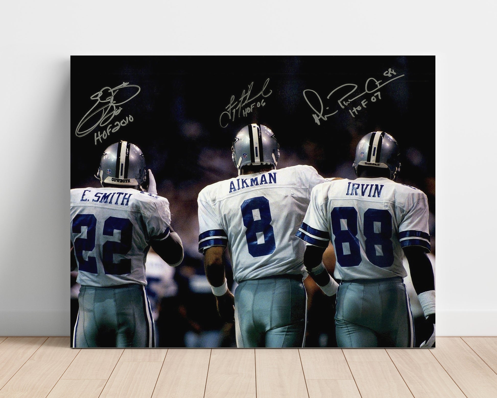 Troy Aikman and Emmitt Smith and Michael Irvin - Dallas football Triplets Walkout football wall art 16x20 Unframed Print