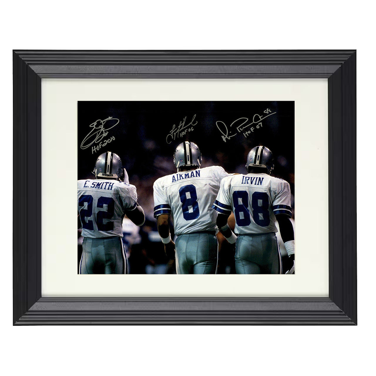 Troy Aikman and Michael Irvin – Dallas Triplets Walkout – 8x10 black beveled framed football wall art
