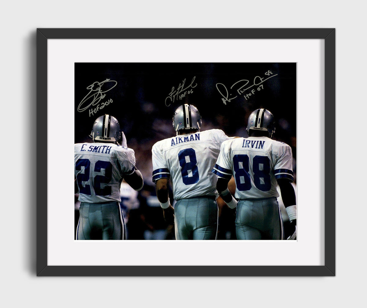 Troy Aikman and Emmitt Smith and Michael Irvin - Dallas football Triplets Walkout football wall art 16x20 Gallery Frame