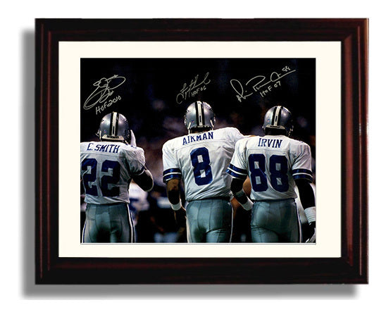 Troy Aikman and Emmitt Smith and Michael Irvin - Dallas football Triplets Walkout football wall art 8x10 Beveled Frame
