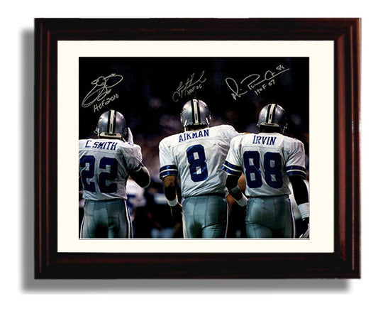 Troy Aikman and Emmitt Smith and Michael Irvin - Dallas football Triplets Walkout football wall art 8x10 Beveled Frame