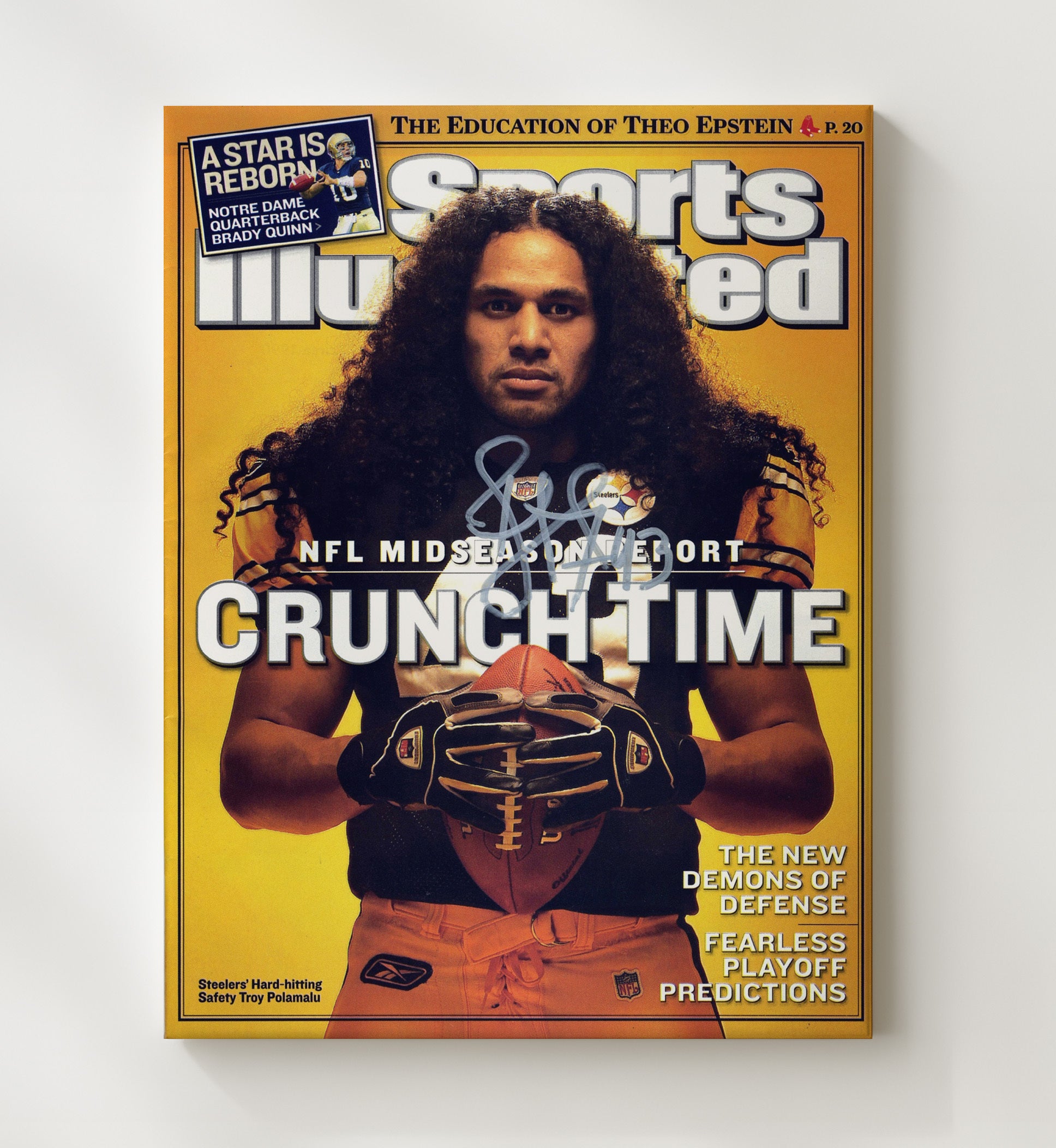 Troy Polamalu - Crunch Time Hair and Hits football wall art 20x24 Canvas