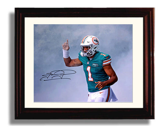Tua Tagovailoa - Fins Up football wall art 8x10 Beveled Frame