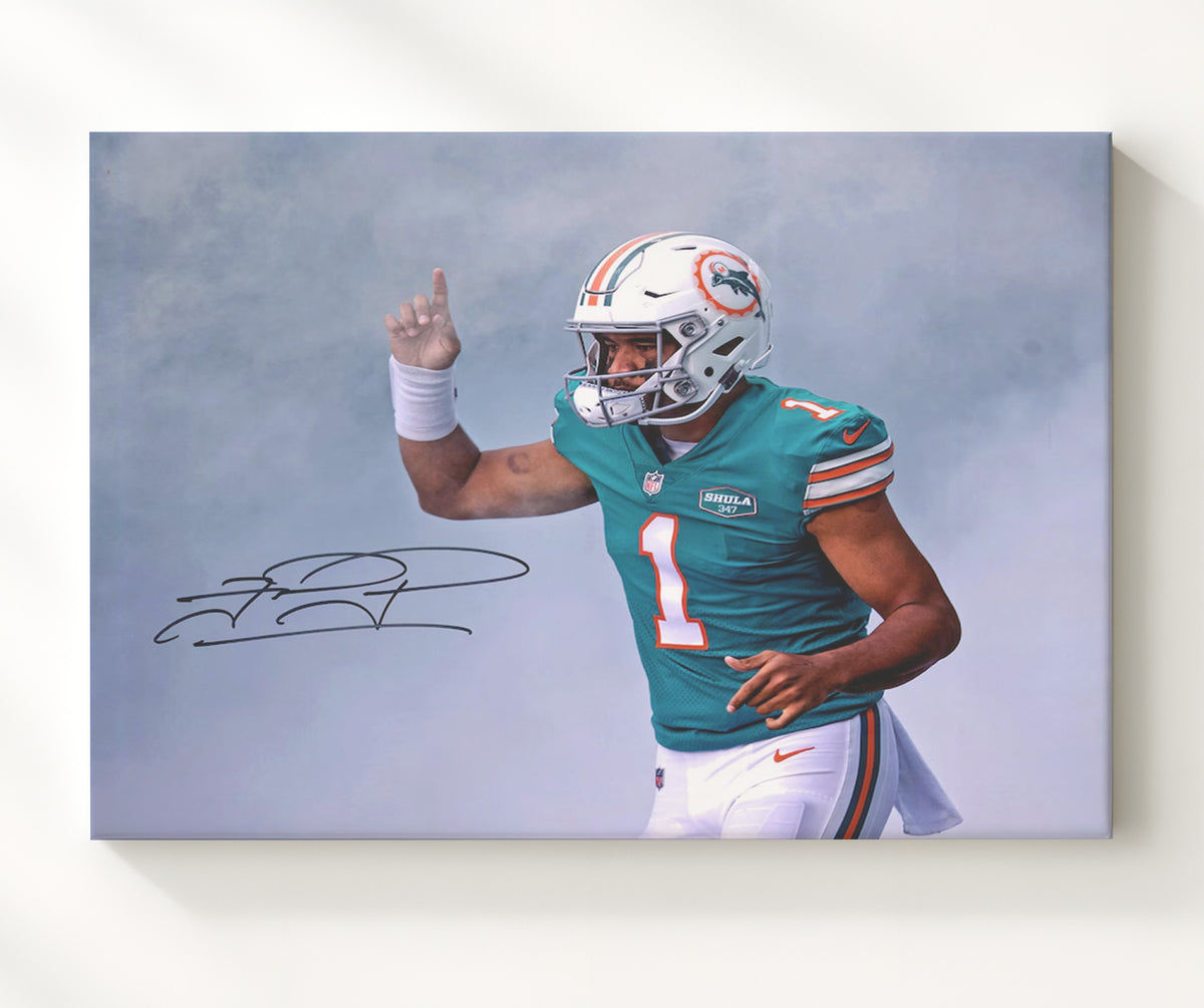Tua Tagovailoa - Fins Up football wall art 20x24 Canvas