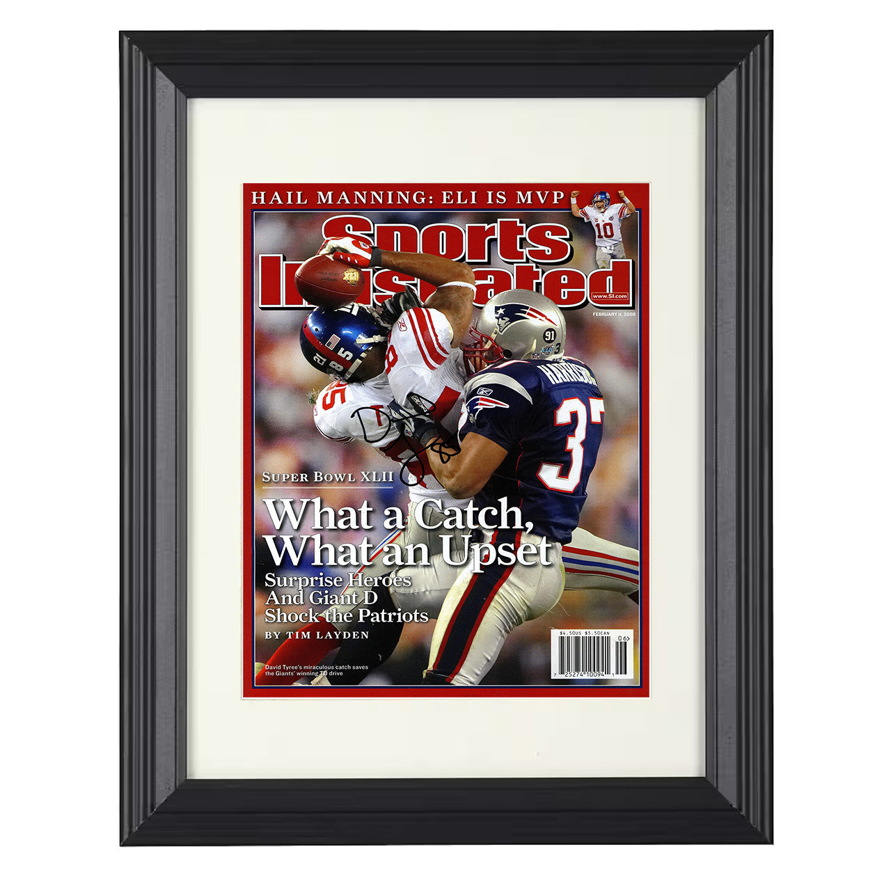 Tyree Helmet Catch – Helmet Magic Image – 8x10 black beveled framed football wall art