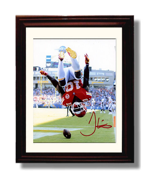 Tyreek Hill - Kansas City football Receiver Touchdown Backflip Celebration football wall art 8x10 Beveled Frame