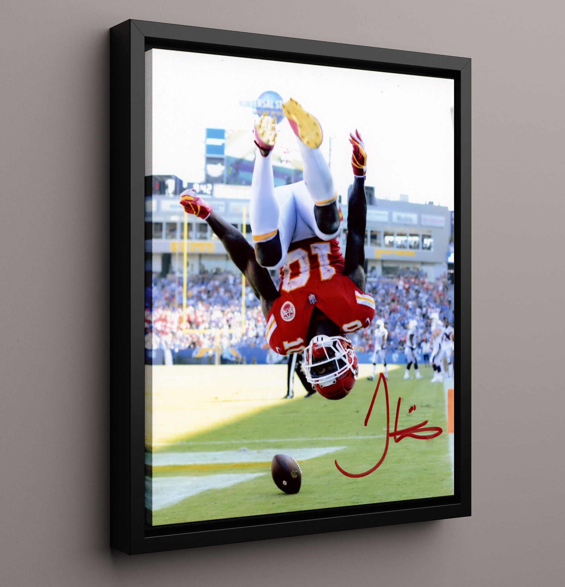 Tyreek Hill - Kansas City Football Receiver Touchdown Backflip Celebration Football Wall Art - football wall art print