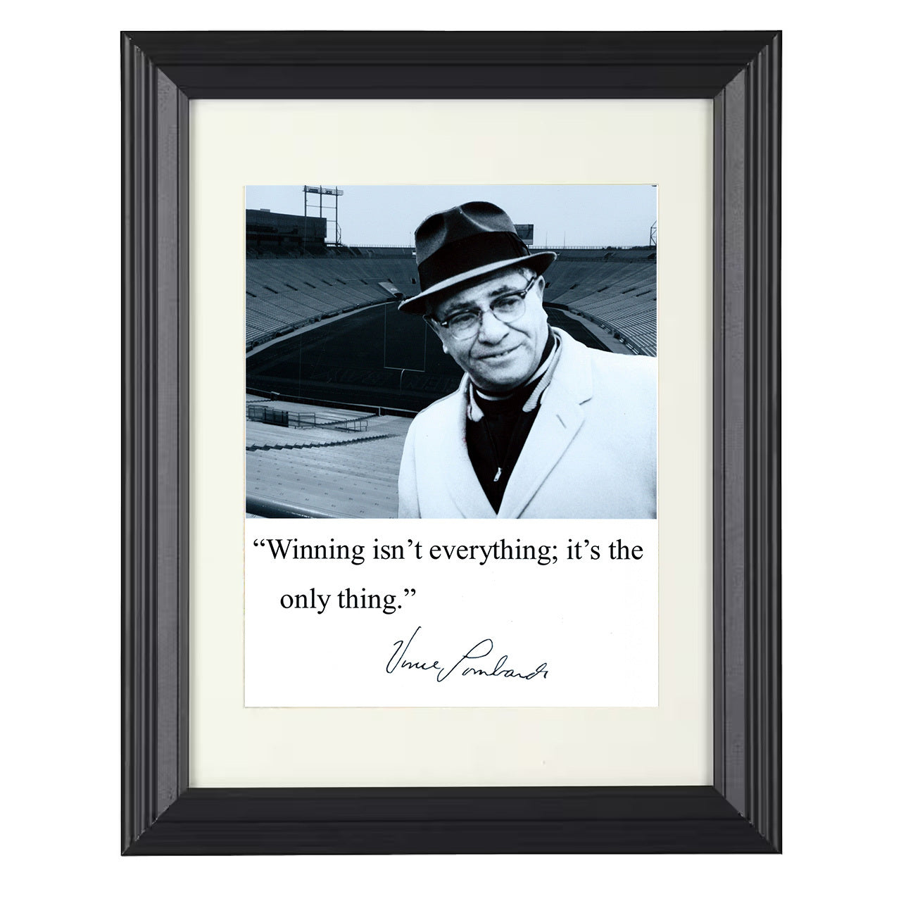 Vince Lombardi – Winning Is the Only Thing Image – 8x10 black beveled framed football wall art