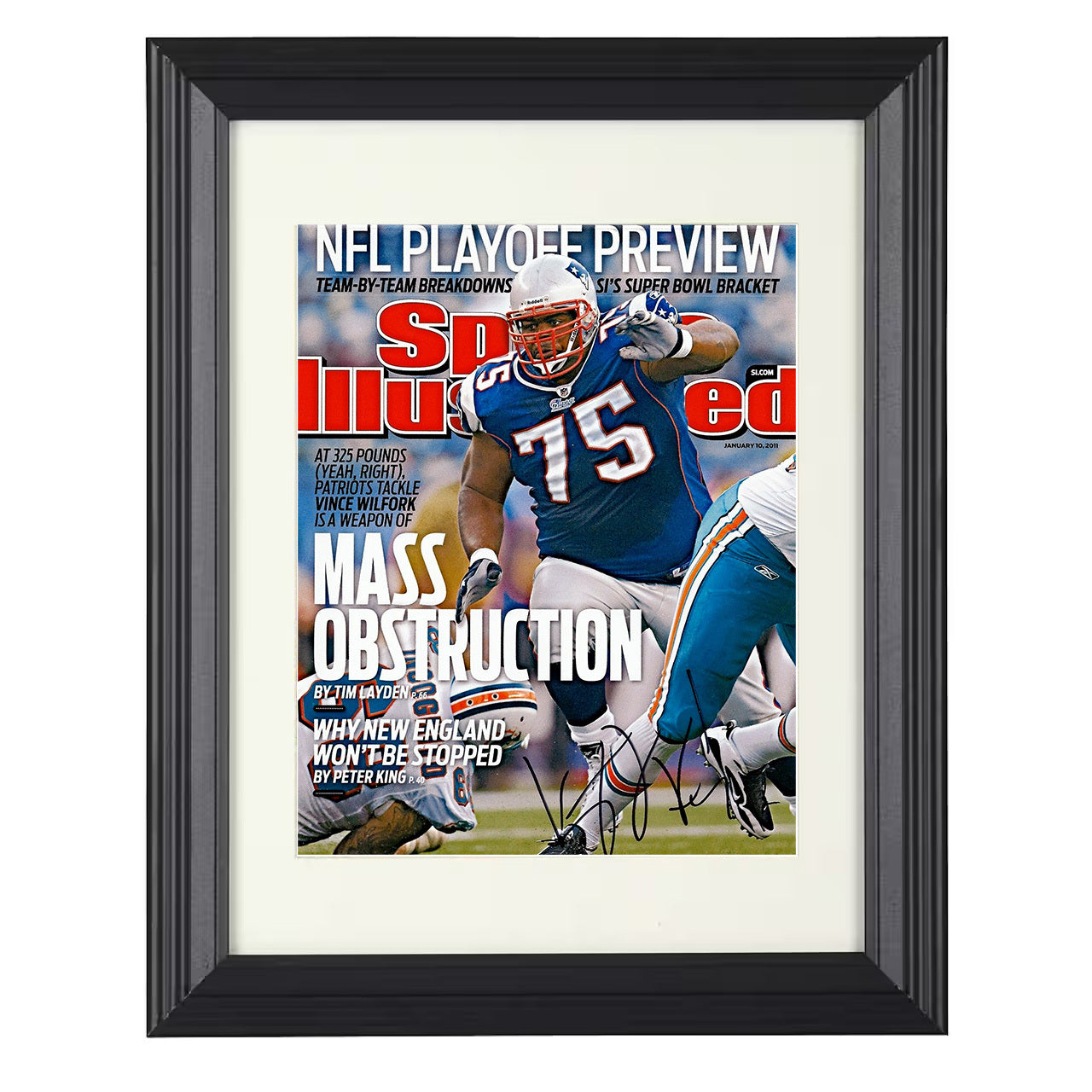 Vince Wilfork – New England Defense Tackle 2011 SI – 8x10 black beveled framed football wall art