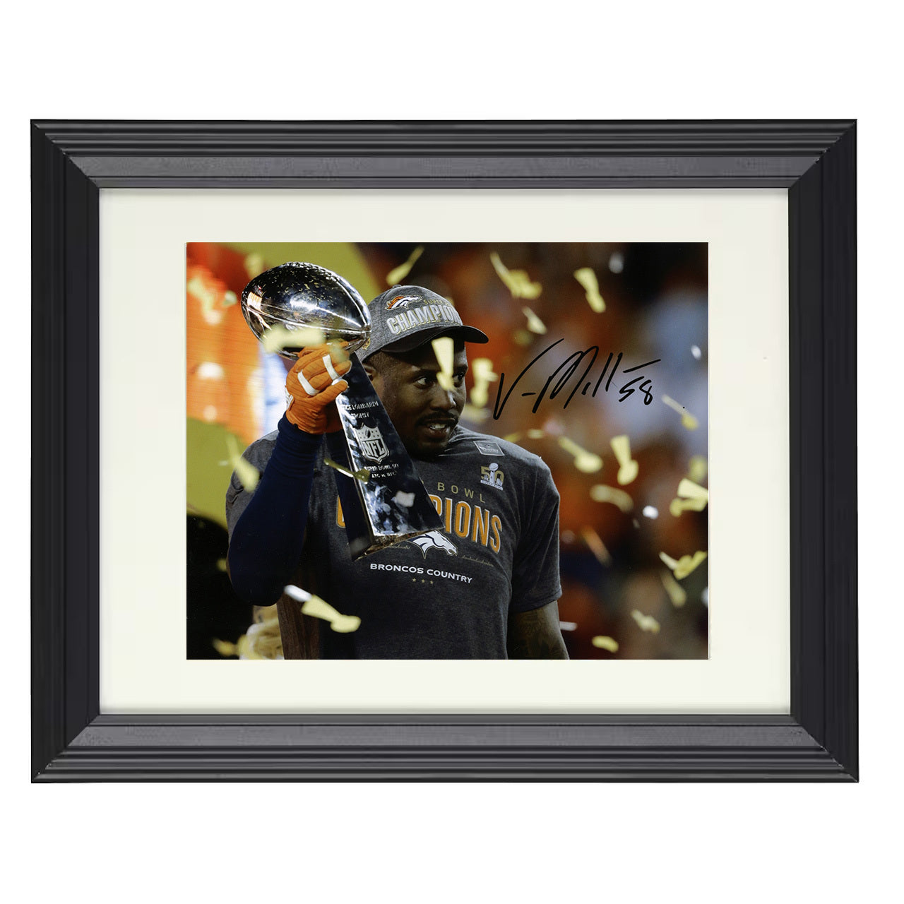 Von Miller – Super Bowl Glory – 8x10 black beveled framed football wall art