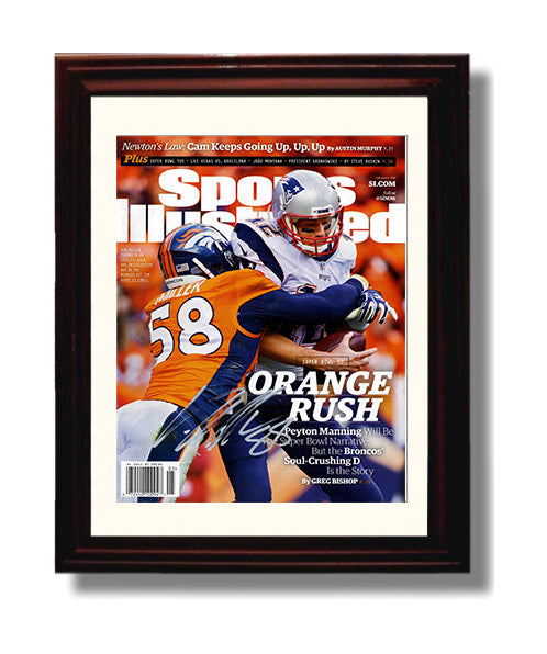 Von Miller Super Bowl 50 - Orange Rush football wall art 8x10 Beveled Frame