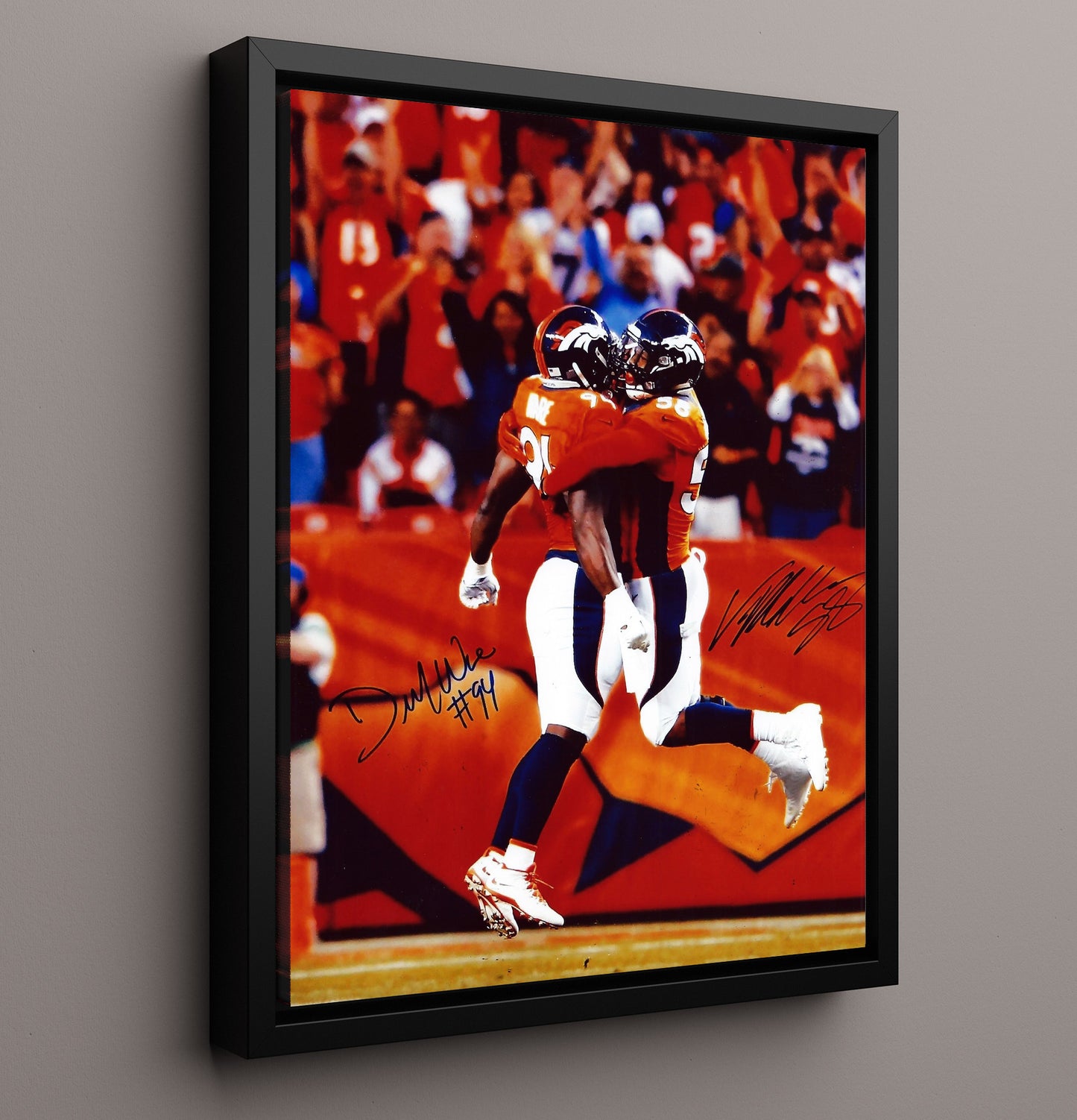 Von Miller and DeMarcus Ware - Denver football Super Bowl 50 Sack Celebration 2016 football wall art 16x20 Framed Canvas