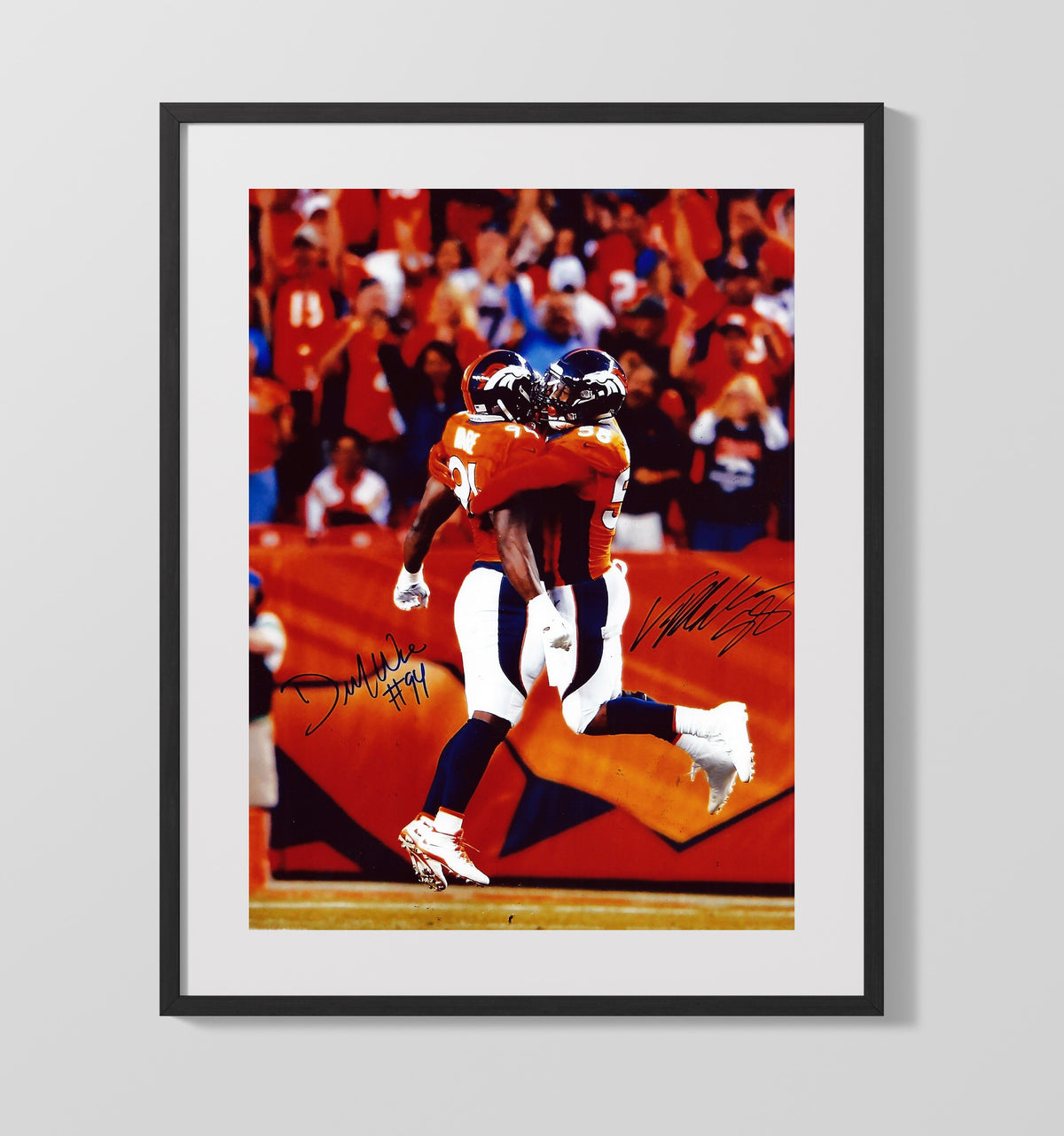 Von Miller and DeMarcus Ware - Denver football Super Bowl 50 Sack Celebration 2016 football wall art 16x20 Gallery Frame