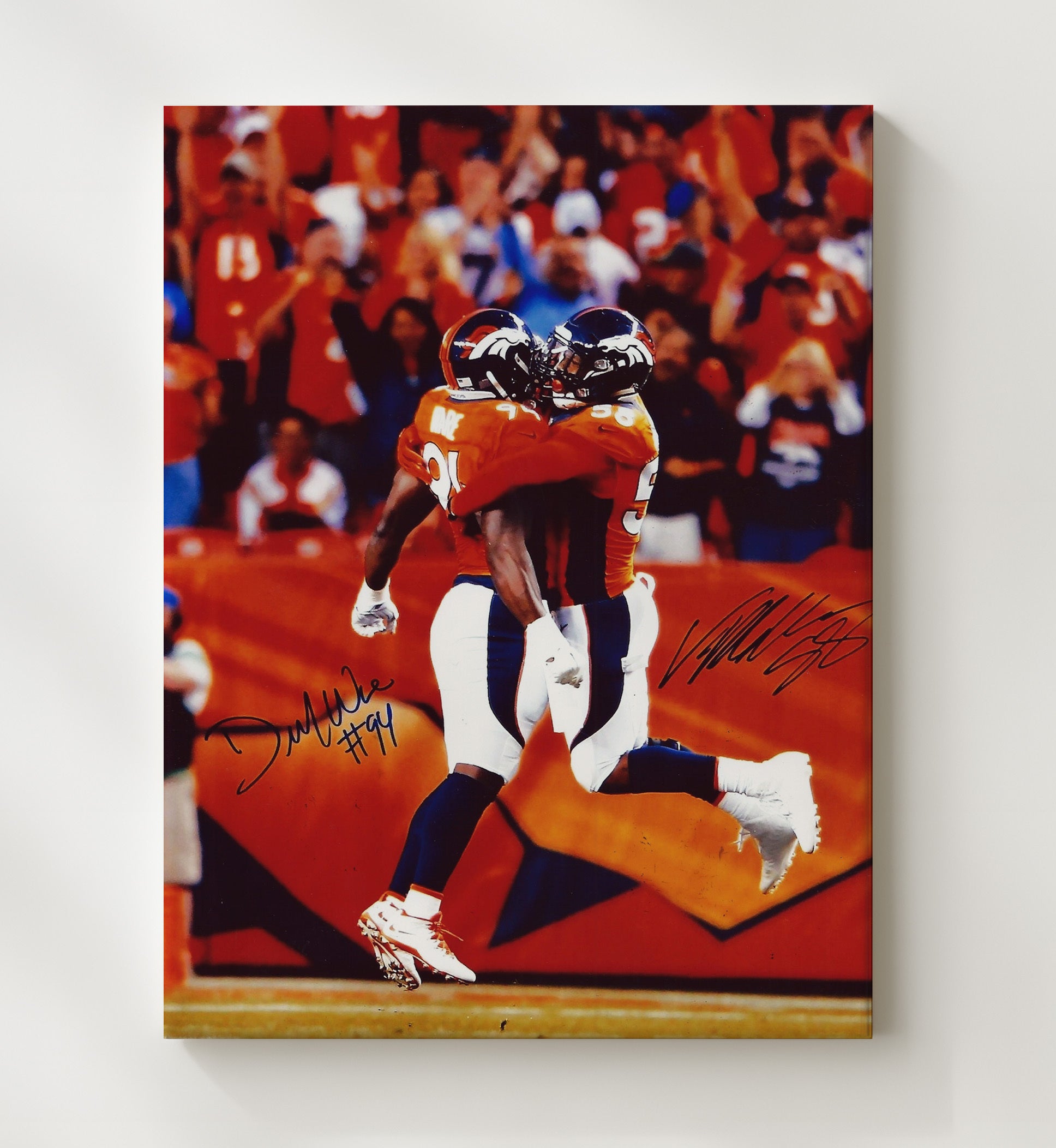 Von Miller and DeMarcus Ware - Denver football Super Bowl 50 Sack Celebration 2016 football wall art 20x24 Canvas