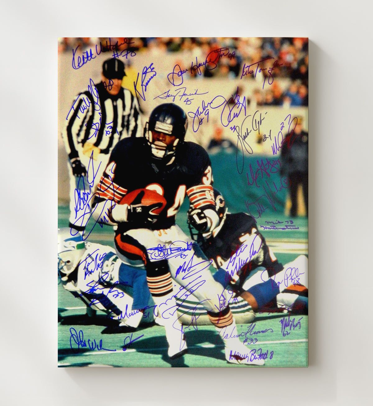 Walter Payton - Chicago football 1985 Championship Season Running Play football wall art 20x24 Canvas