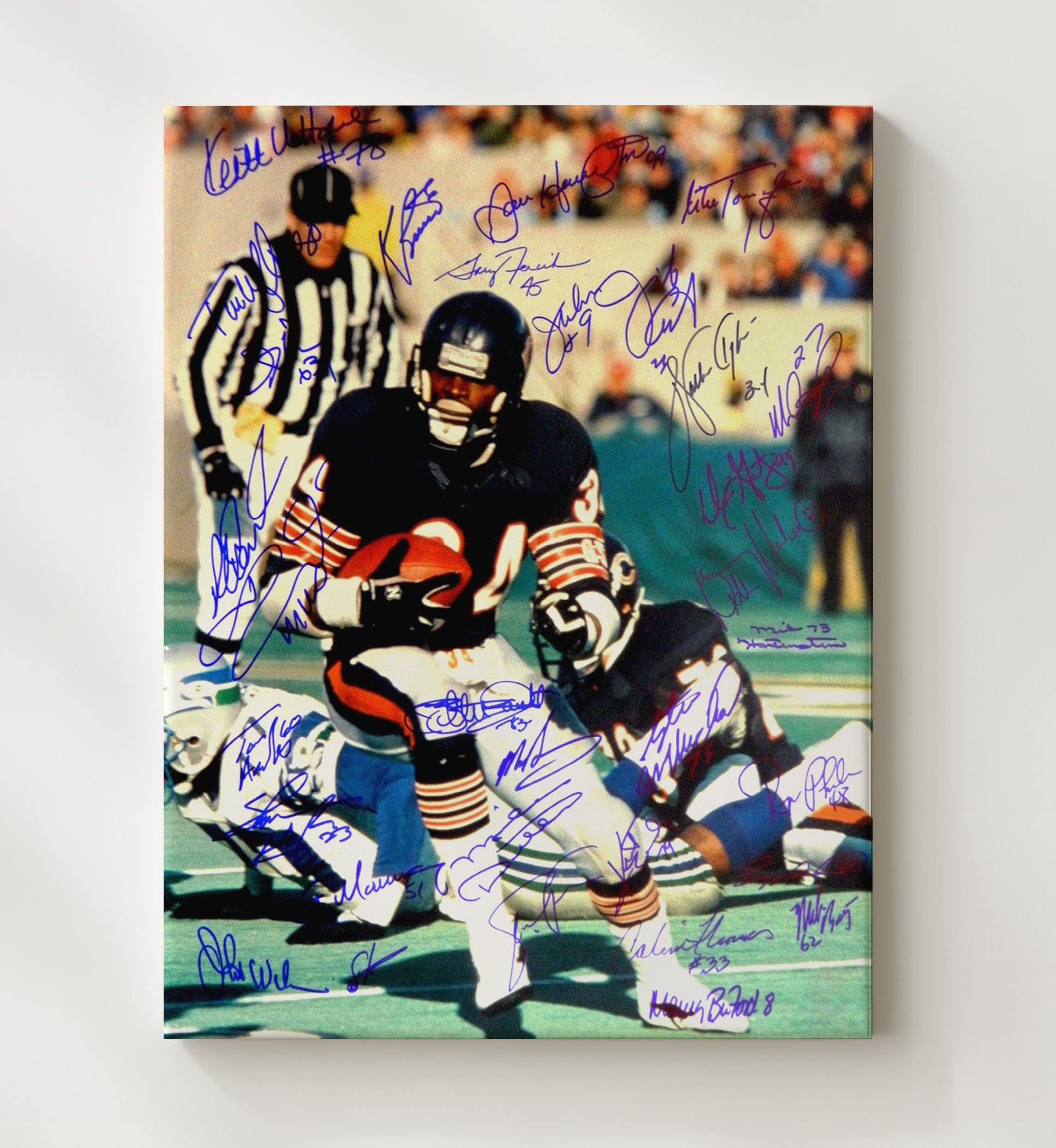 Walter Payton - Chicago football 1985 Championship Season Running Play football wall art 20x24 Canvas