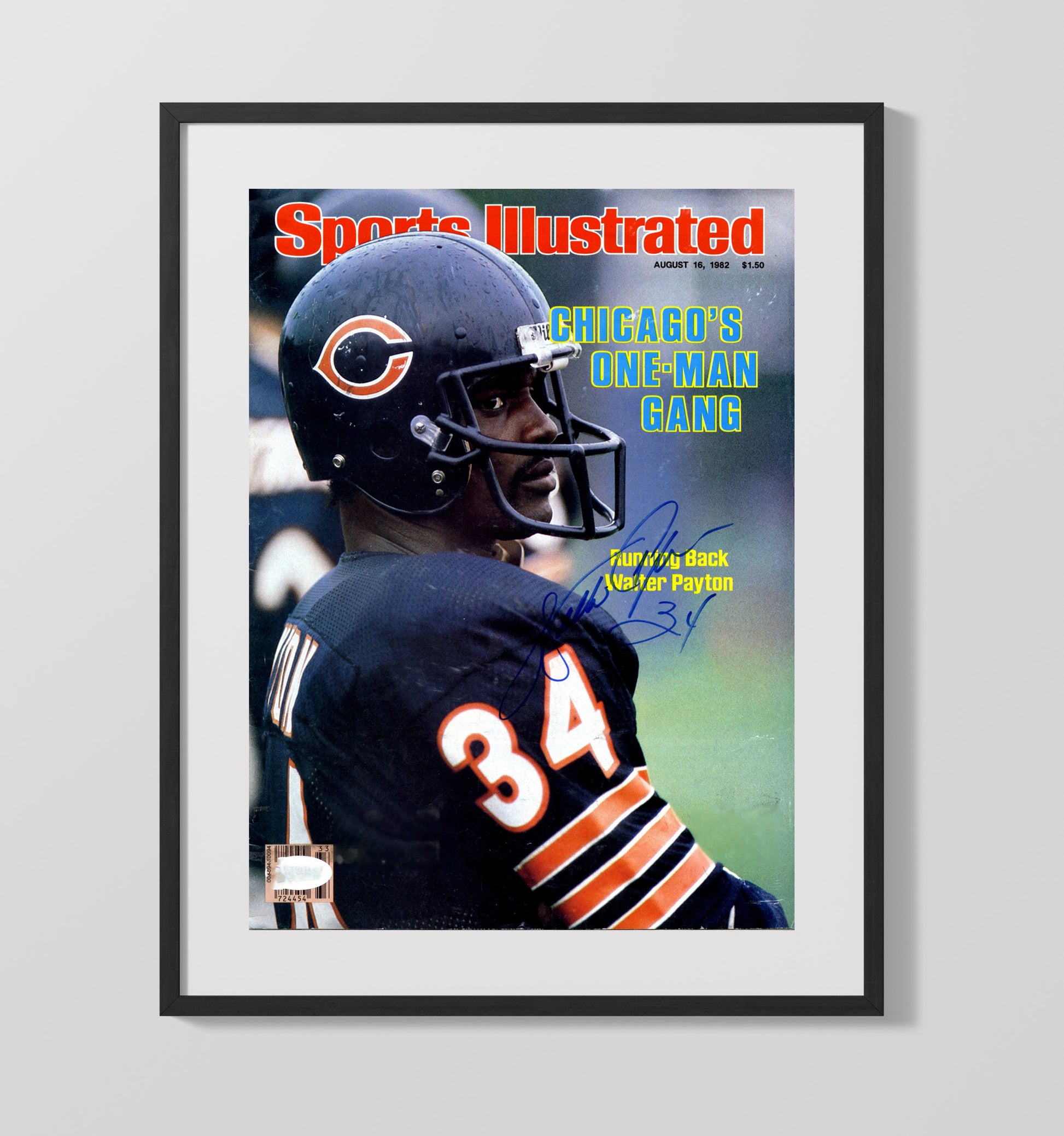 Walter Payton One-Man Gang - Sweetness Rules football wall art 16x20 Gallery Frame