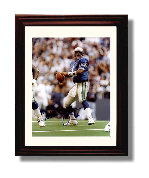 Warren Moon - Houston Football Quarterback Dropback Pass football wall art 8x10 Beveled Frame