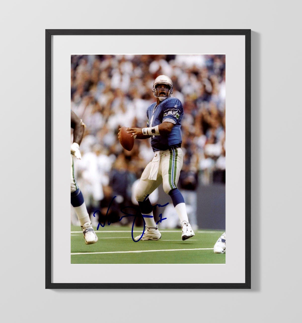 Warren Moon - Houston Football Quarterback Dropback Pass football wall art 16x20 Gallery Frame