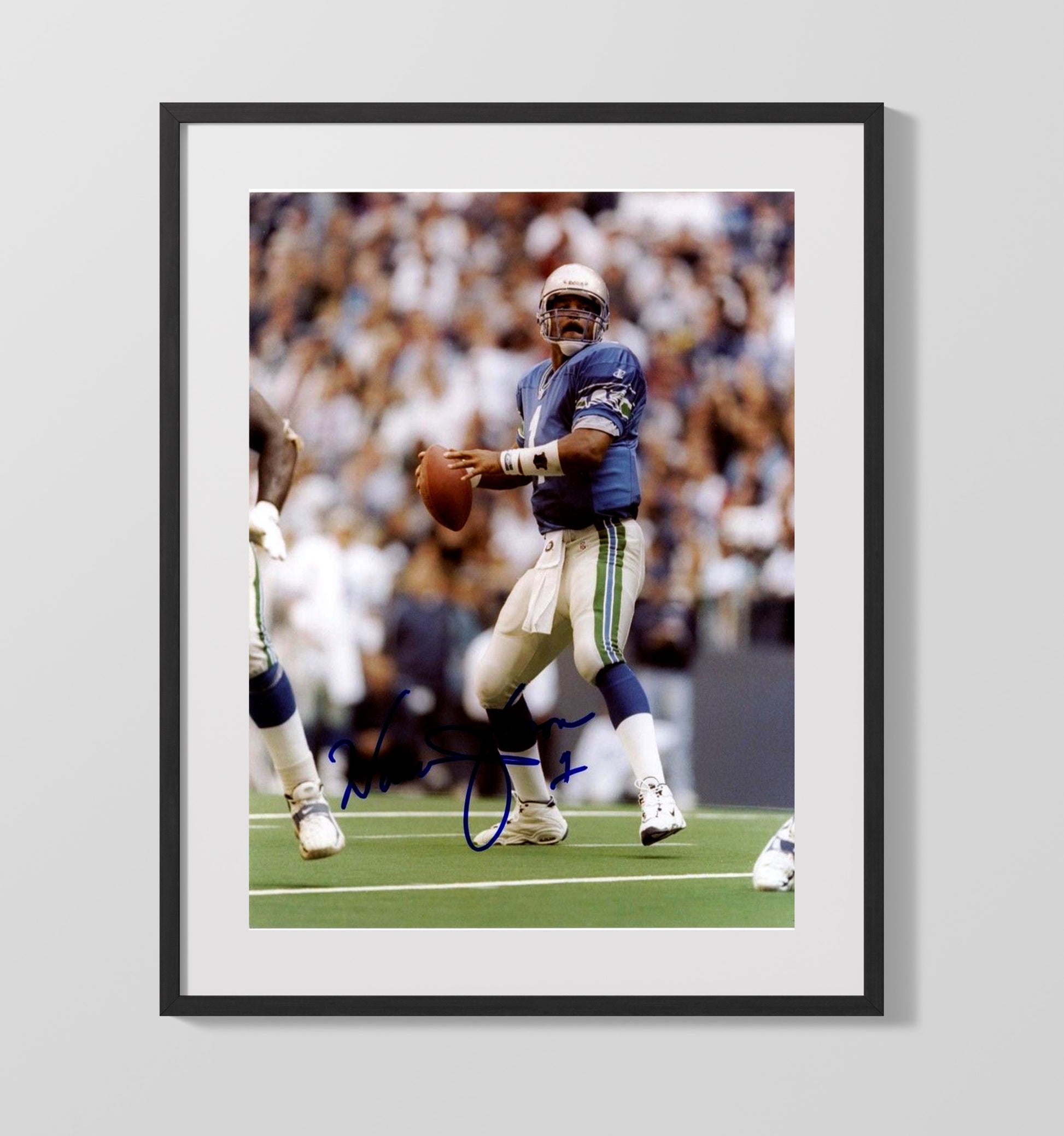 Warren Moon - Houston Football Quarterback Dropback Pass football wall art 16x20 Gallery Frame