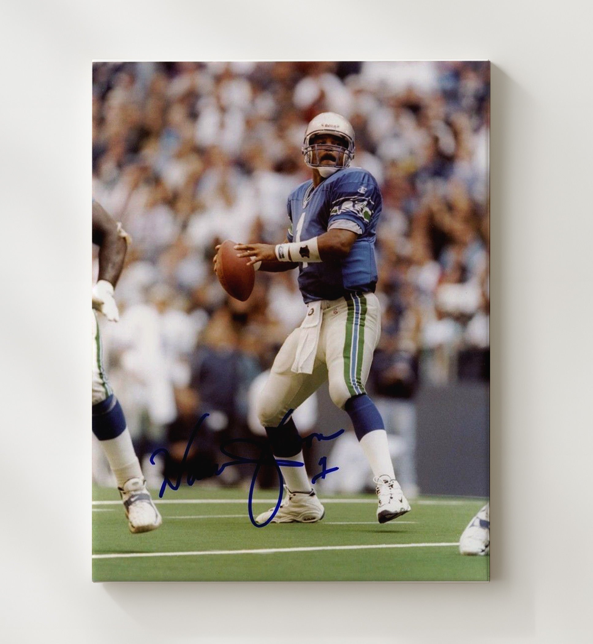 Warren Moon - Houston Football Quarterback Dropback Pass football wall art 20x24 Canvas