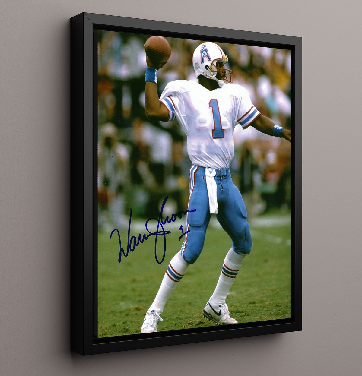 Warren Moon - Moon Shot Pass football wall art 16x20 Framed Canvas