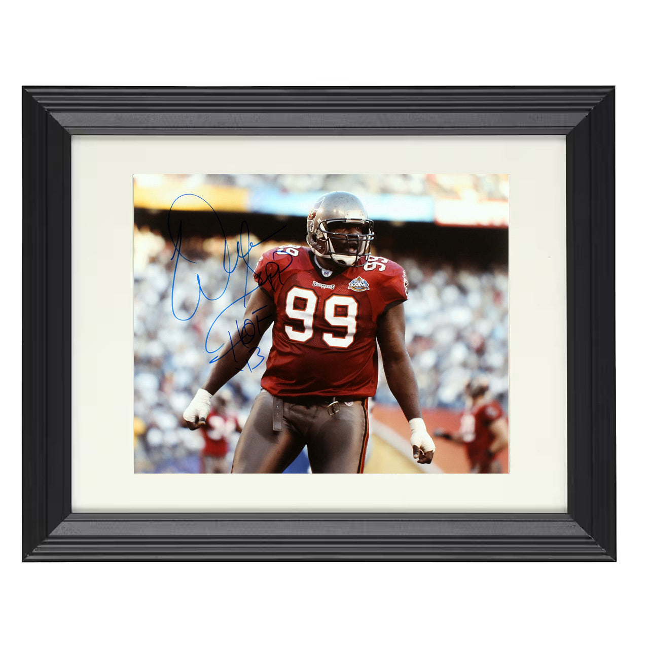 Warren Sapp – Sack Machine HOF – 8x10 black beveled framed football wall art