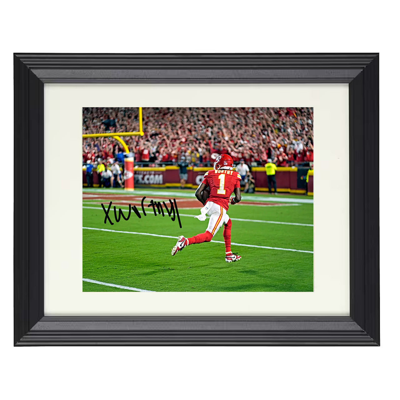Xavier Worthy Debut – Chiefs Rising – 8x10 black beveled framed football wall art