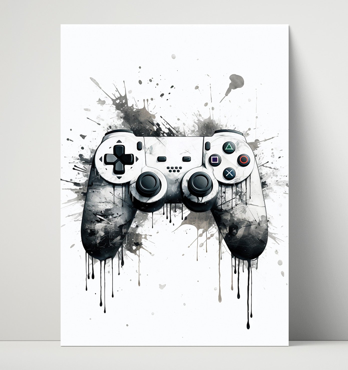 Color Splash Gaming Controller Kids Room Wall Art 16x20 Unframed Print wall art print – Gaming Wall Art decor
