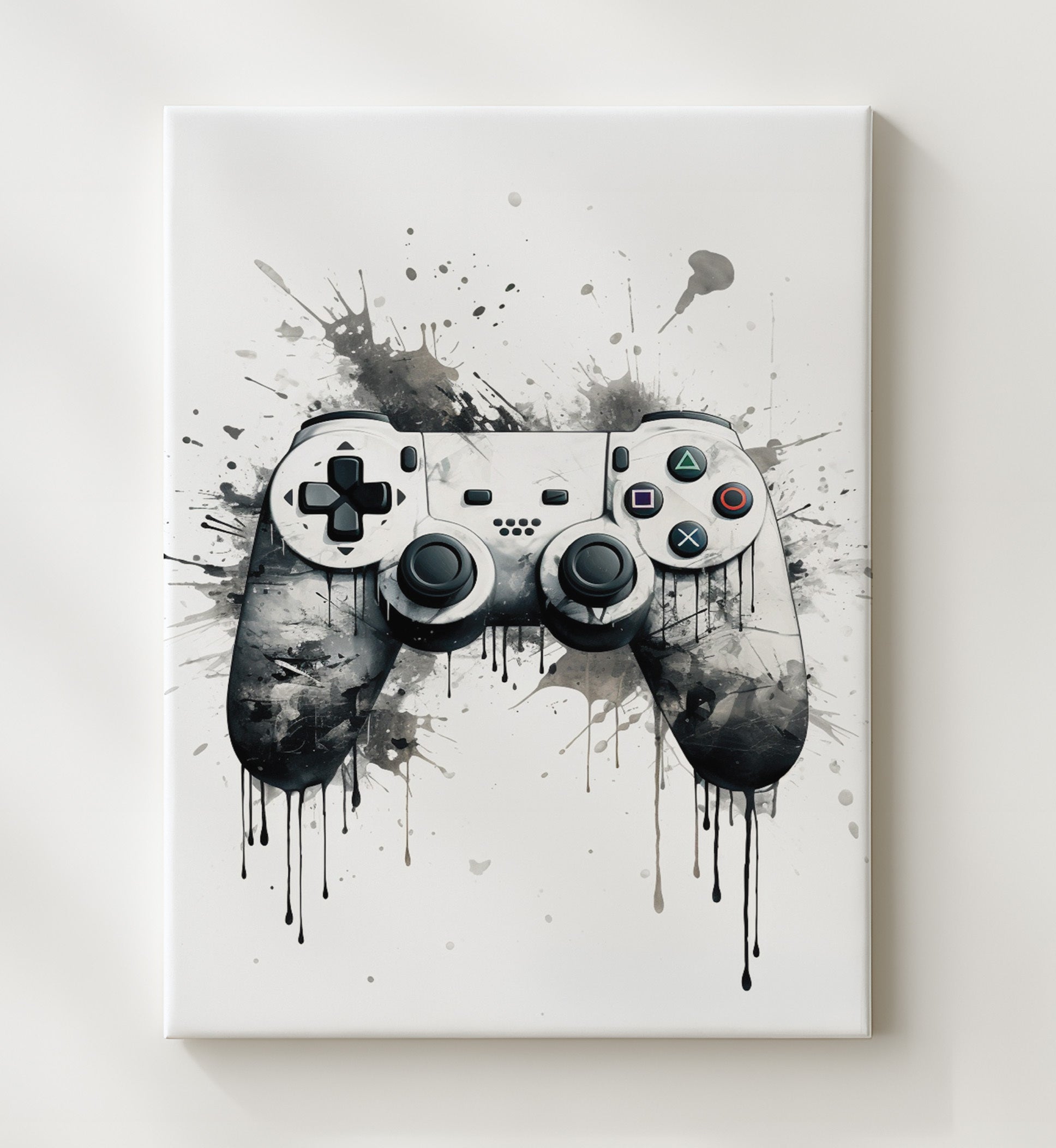 Color Splash Gaming Controller Kids Room Wall Art 20x24 Canvas wall art print – Gaming Wall Art decor