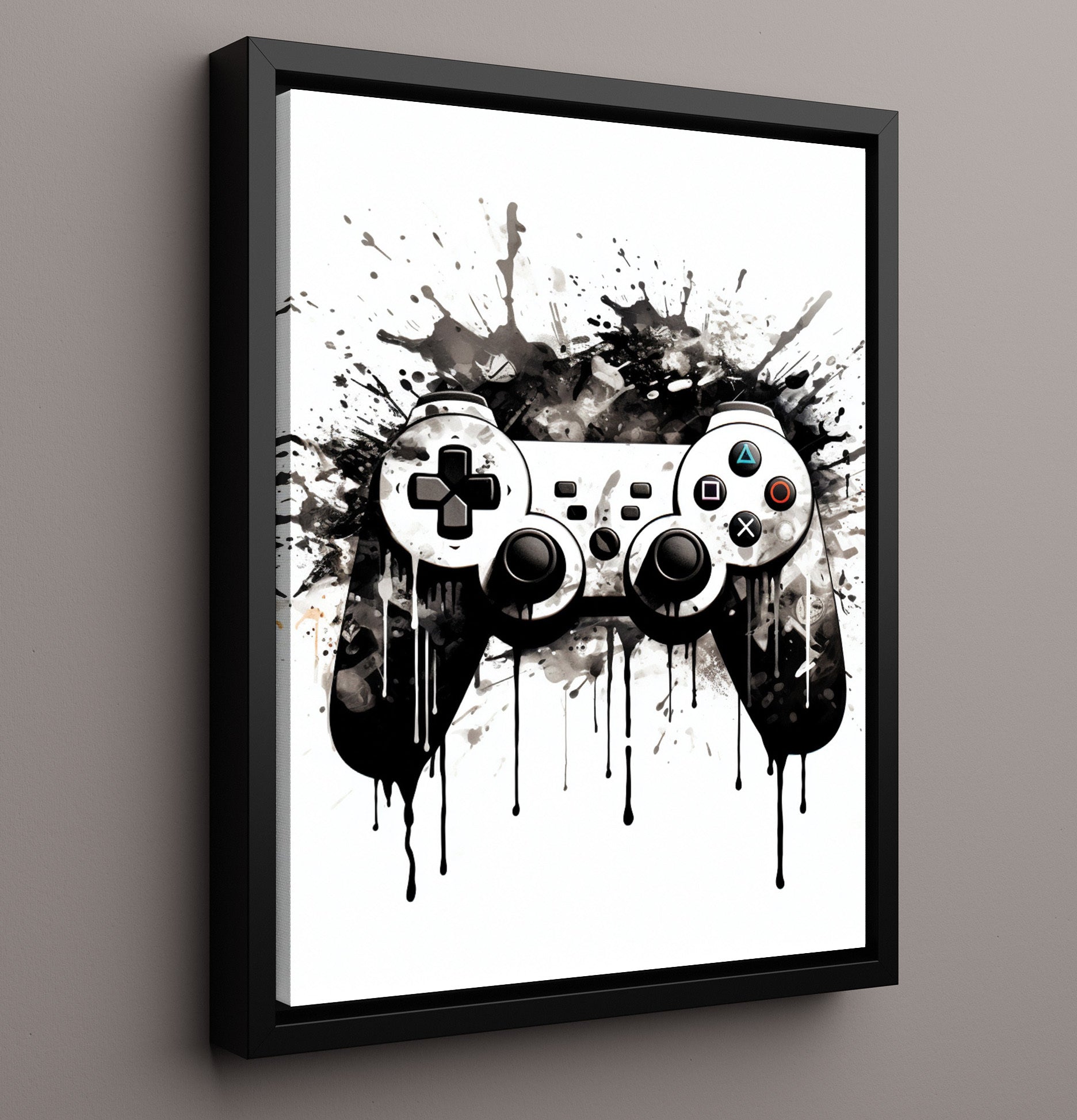 Bold Gaming Controller Bedroom Wall Art 16x20 Framed Canvas wall art print – Gaming Wall Art decor