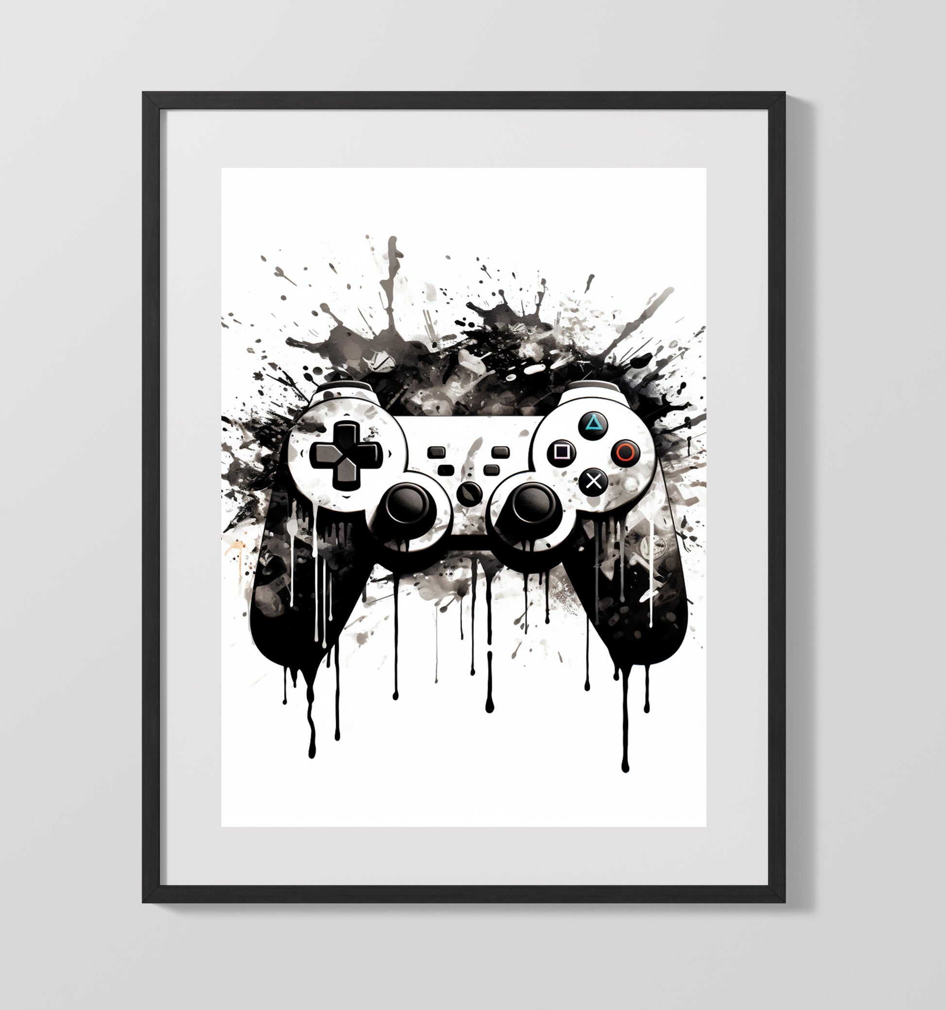 Bold Gaming Controller Bedroom Wall Art 16x20 Gallery Frame wall art print – Gaming Wall Art decor