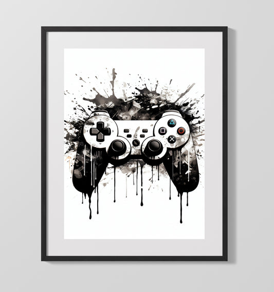 Bold Gaming Controller Bedroom Wall Art 16x20 Gallery Framed Artwork wall art print – kids gaming room decor