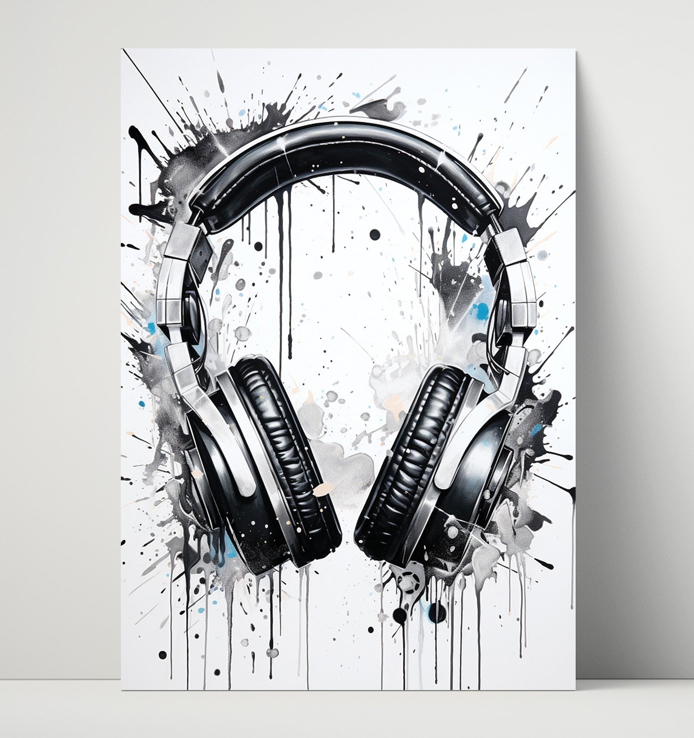 Color Splash Headphones Kids Music Room Wall Art 16x20 Unframed Print wall art print – Music Wall Art decor