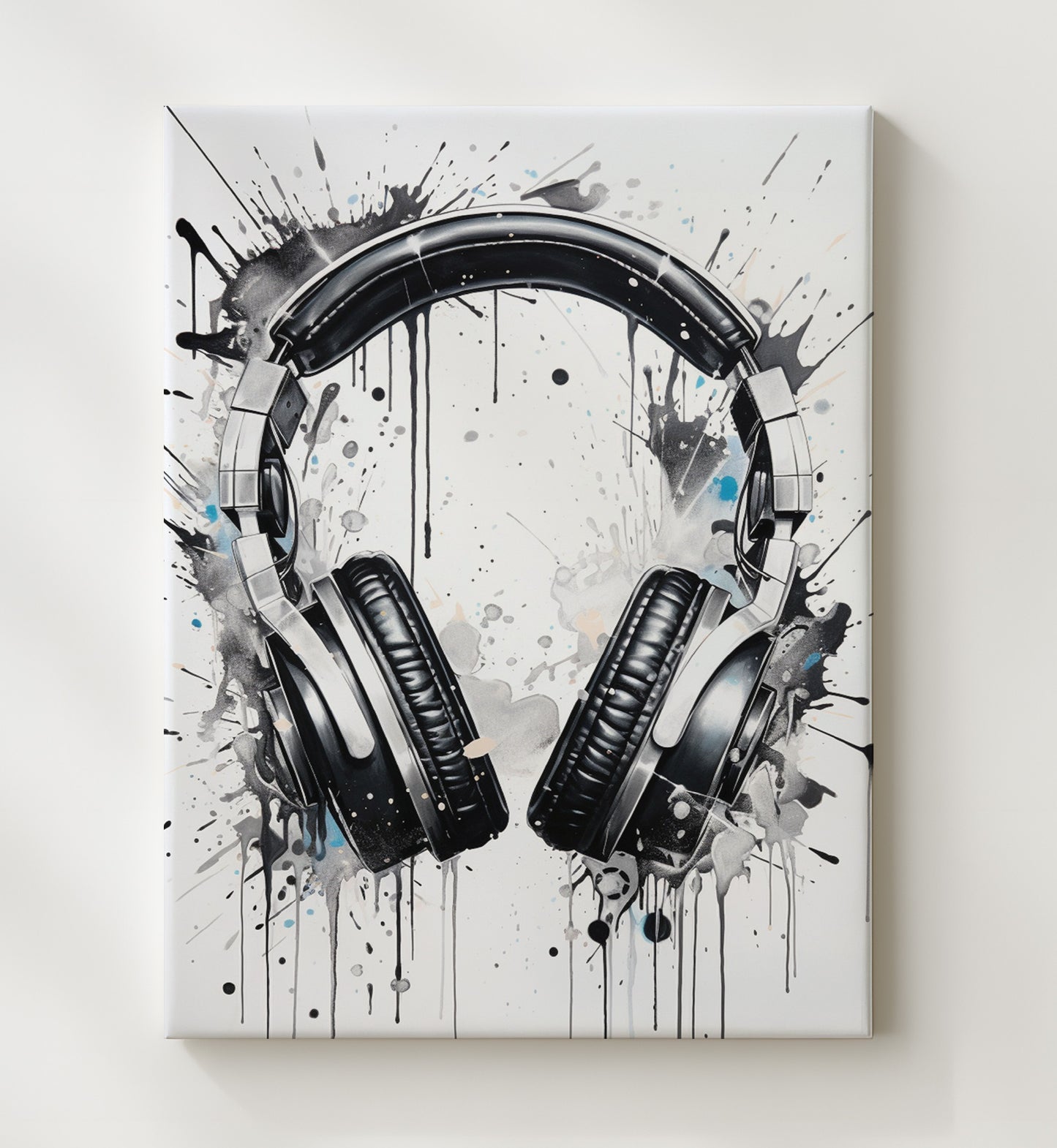 Color Splash Headphones Kids Music Room Wall Art 20x24 Canvas wall art print – Music Wall Art decor
