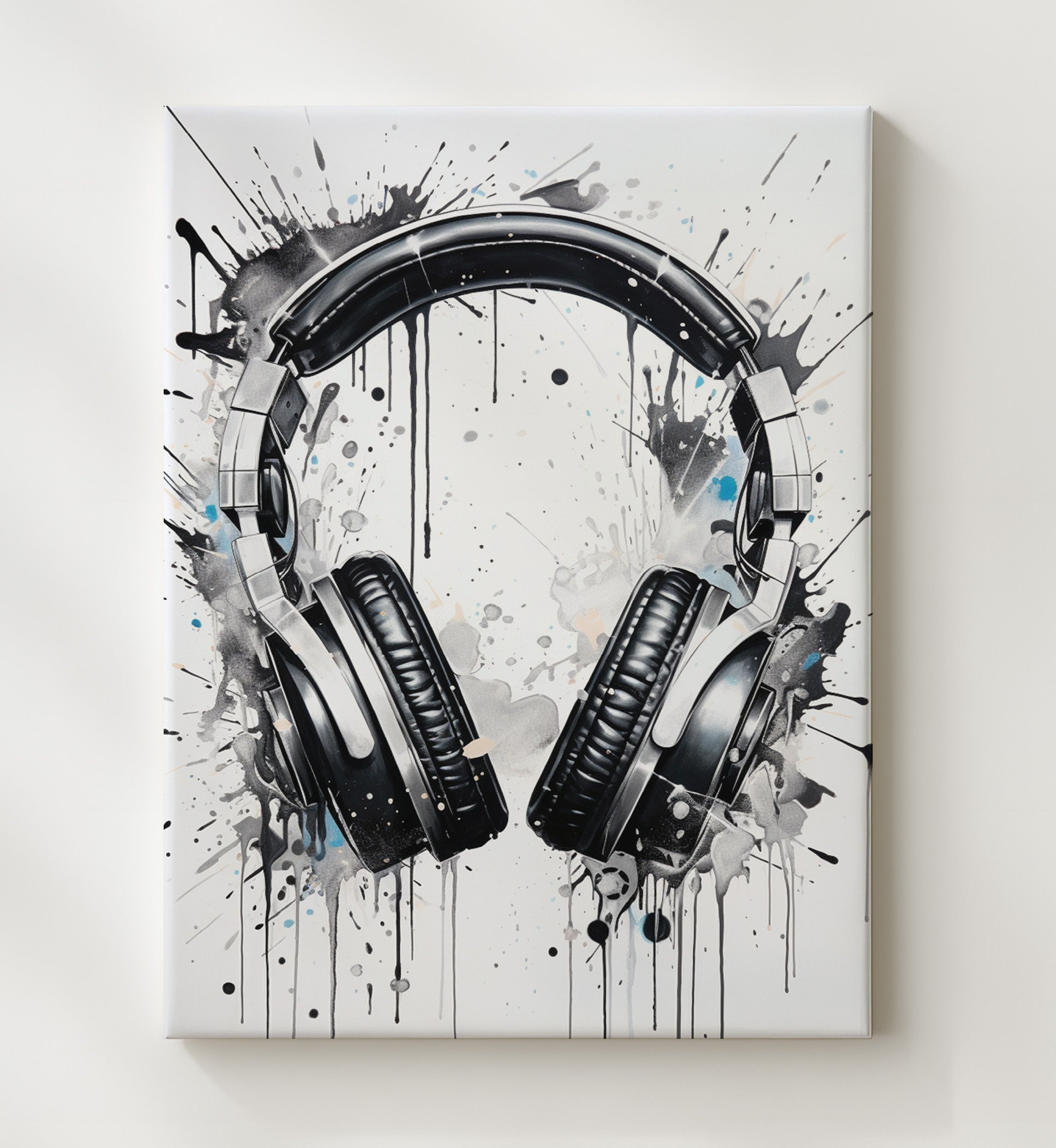 Color Splash Headphones Kids Music Room Wall Art 20x24 Canvas wall art print – Music Wall Art decor