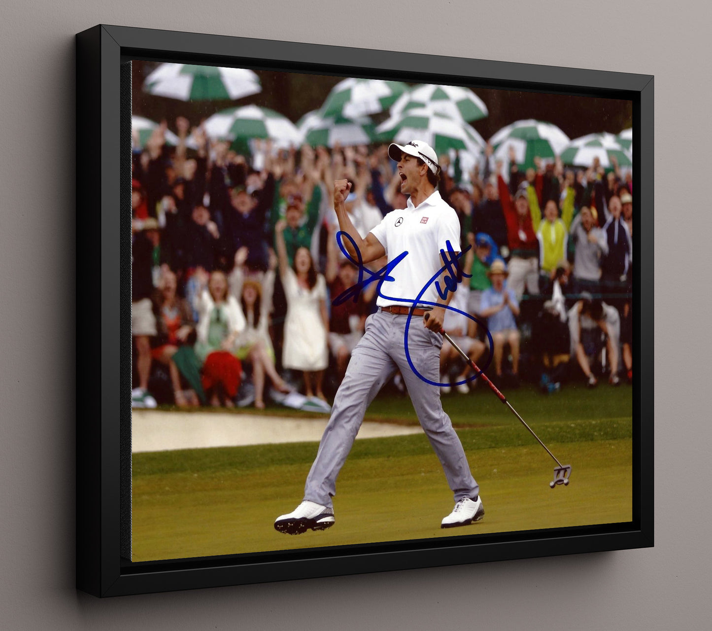 Adam Scott - Augusta Fist Pump 2013 golf wall art 16x20 Framed Canvas