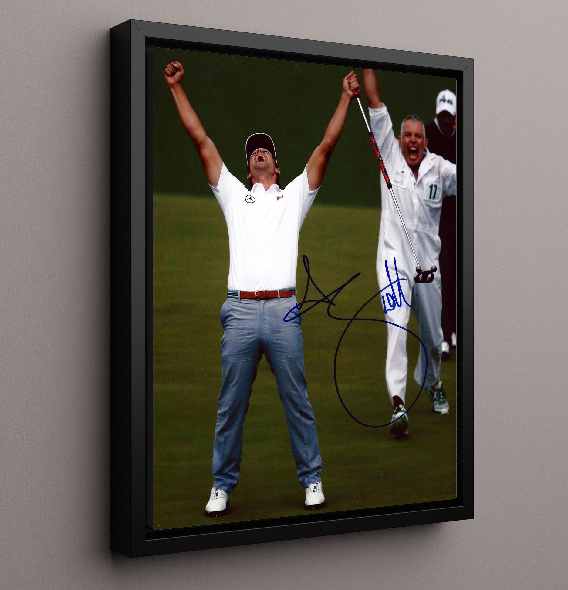 Adam Scott - Augusta Victory Celebration golf wall art 16x20 Framed Canvas