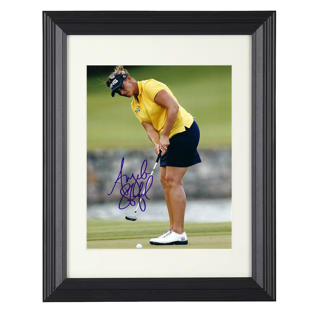 Angela Stanford – Focused Putt 8x10 matted black framed golf wall art