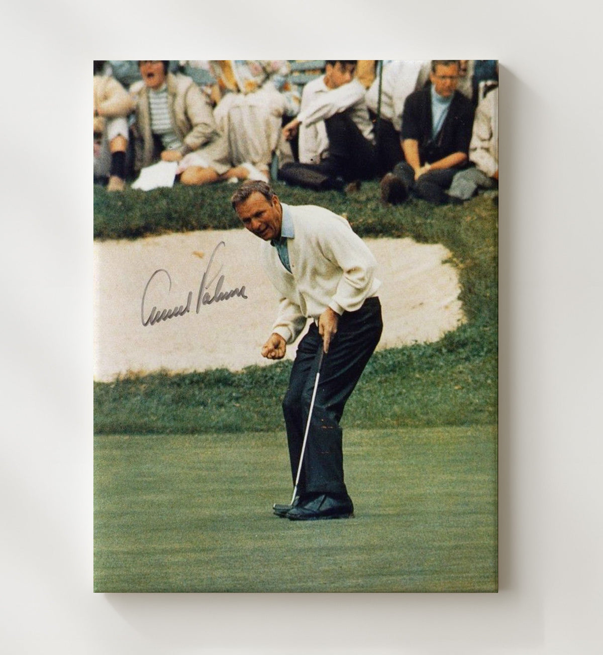 Arnold Palmer - Celebratory Putt golf wall art 8x10 Beveled Frame