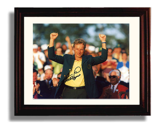 Bernhard Langer - Augusta Green Jacket Celebration golf wall art 8x10 Beveled Frame