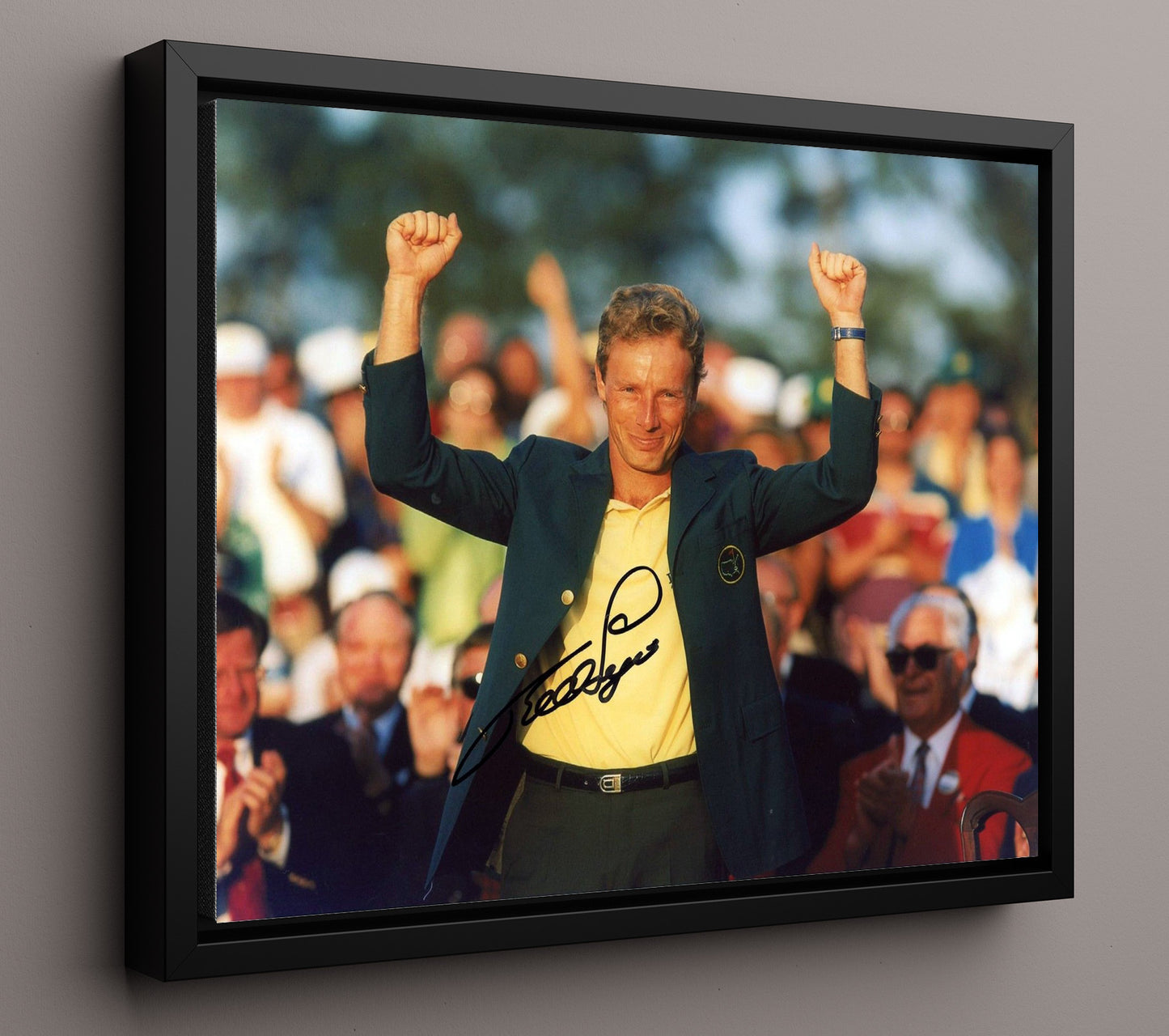 Bernhard Langer - Augusta Green Jacket Celebration golf wall art 16x20 Framed Canvas
