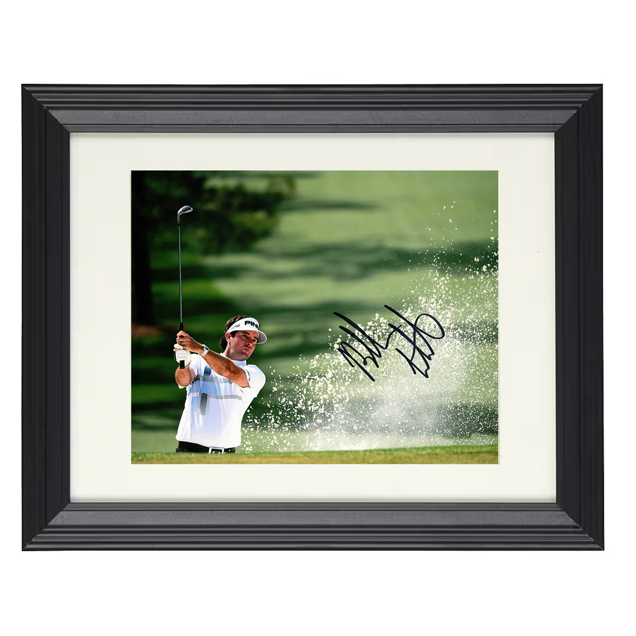 Bubba Watson – Bunker Explosion 8x10 matted black framed golf wall art