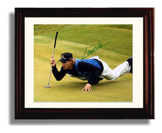 Camilo Villegas - Augusta Green Reading Pose golf wall art 8x10 Beveled Frame