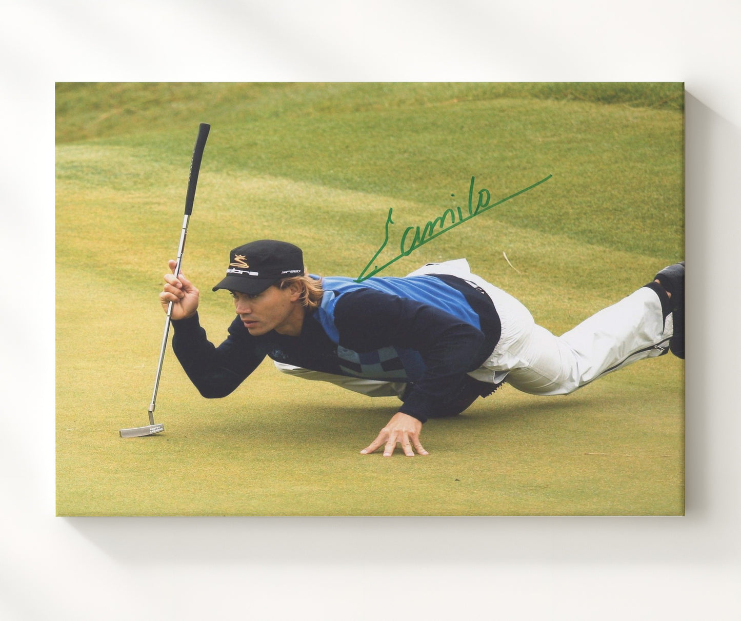 Camilo Villegas - Augusta Green Reading Pose golf wall art 20x24 Canvas